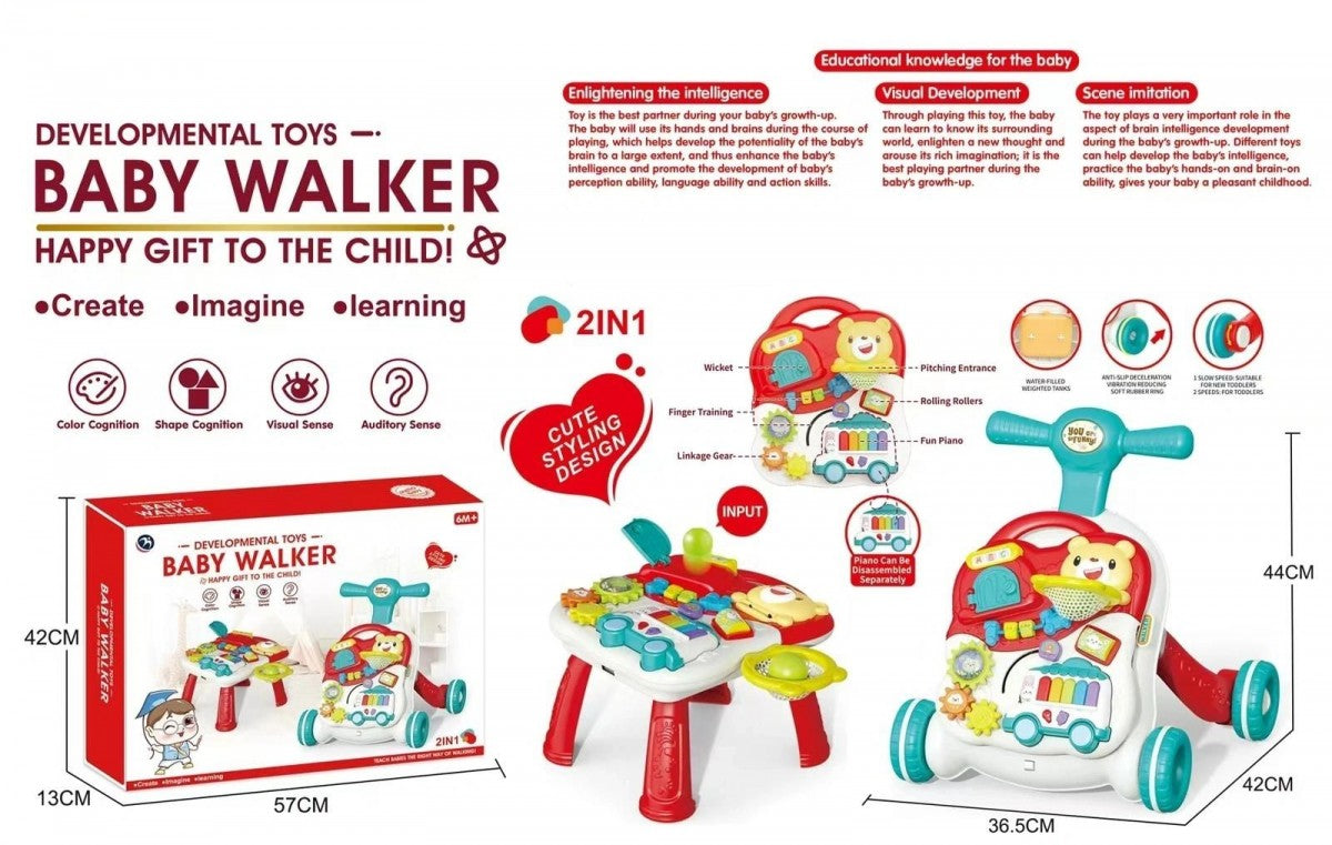 BM2106 2 In 1 Baby Walker + Table W/ Music &amp; Lights