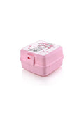 Hobby Plastic Square 2 Compartment Food Storage Container Lunch Box with Printed Design 14 x 14 x 9cm Assorted Designs and Colours 021175