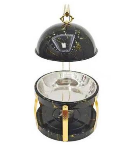 Buffet Banquet Chafing Dish with Lid 8L Black Marble Print Design 022BL