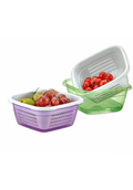 Hobby Emerald Square Basin Bowl with Strainer Plastic 1.3LT Assorted Colours 031076 (Parcel rate)