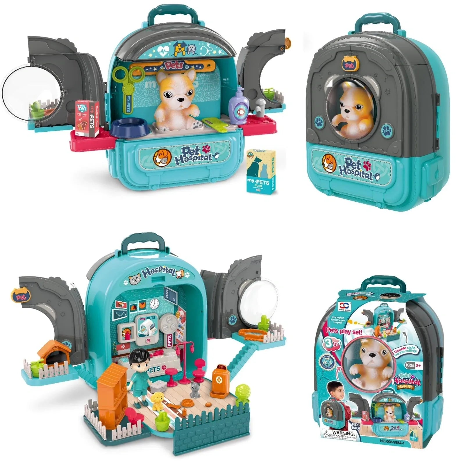 008-998A-1 Blue Pet Hospital Backpack With Accessories 008-998A-1/2
