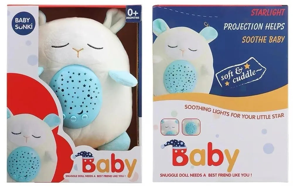 1813-3 Soft Baby Sheep W Starlight Projector &amp; Sound Teddy For Babies
