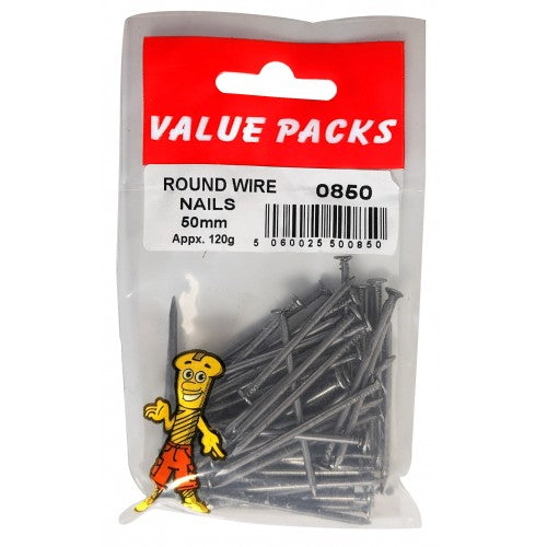 Round Wire Nails 50mm Approx Pack of 120g DIY 0850