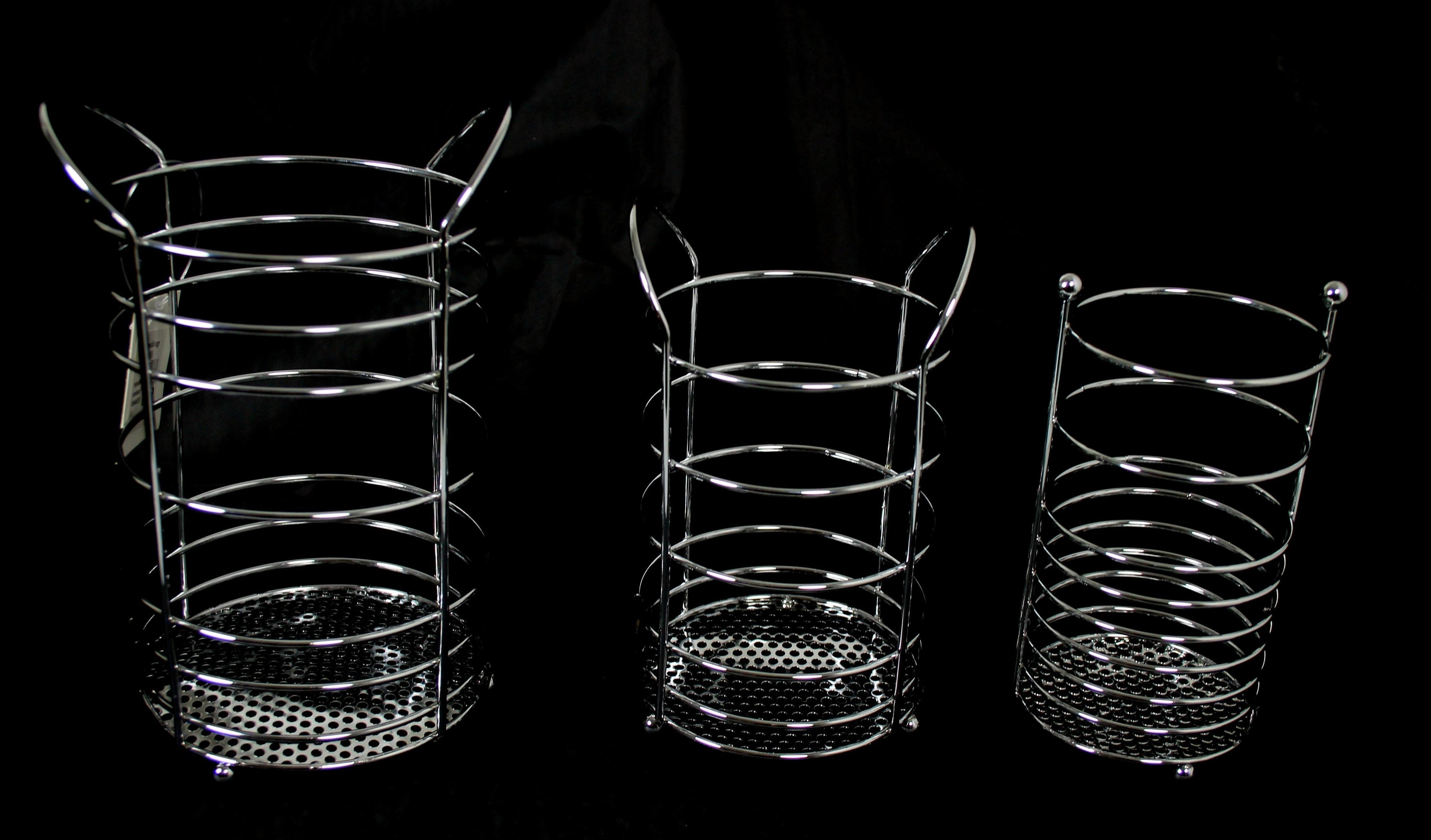 Metal Cutlery Holder Basket Set of 3 Assorted Sizes 0876