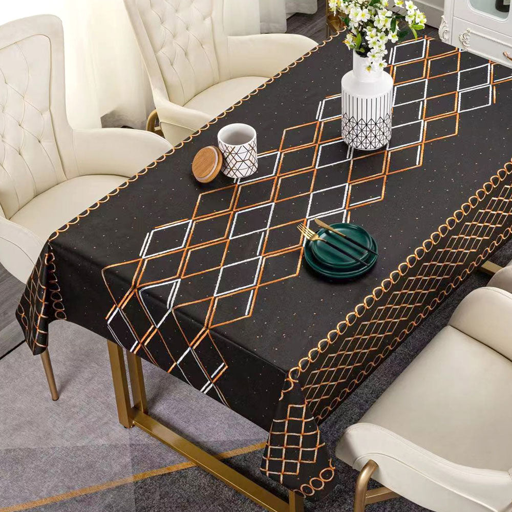 Durane Plastic Table Cover Roll Black Orange White Pattern Design 1.37 x 20m DE-8335C 10269