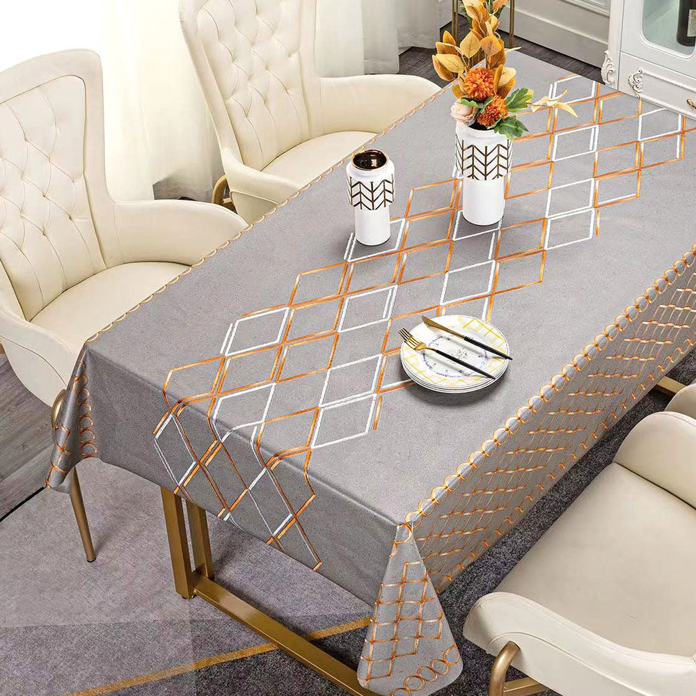 Durane Plastic Table Cover Roll Grey Orange White Pattern Design 1.37 x 20m DE-8335D 10270