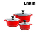 Laria Non Stick Die Cast Stockpot Pan Set 3pcs Red 10568 / AA2211