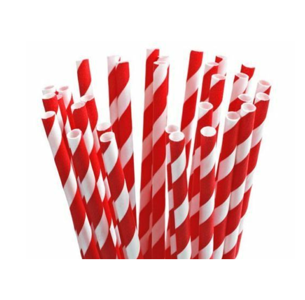 Durane Eco Paper Drinking Straws 6 x 197 mm Pack of 100 White - Red 10812