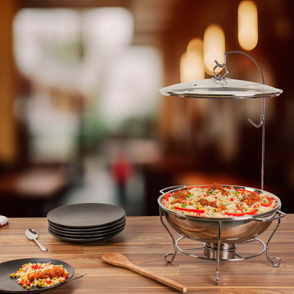 SQ Round Banquet Buffet Chafing Dish with Glass Lid 6L 10853