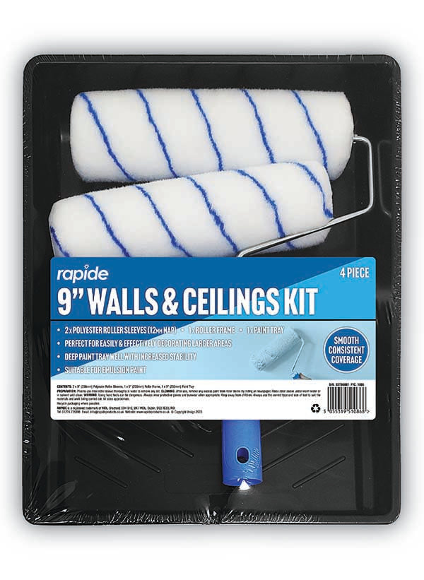 Rapide 9" Wall & Ceilings Paint Tray and Roller Set Kit 1086