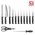 SQ Professional Stainless Steel Knife Set of 14 including Block and Scissors 10941