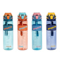 Durane Eyun® Transparent Plastic Sports Gym Water Drinking Bottle with Straw and Carry Loop 1 Litre Assorted Colours 11699