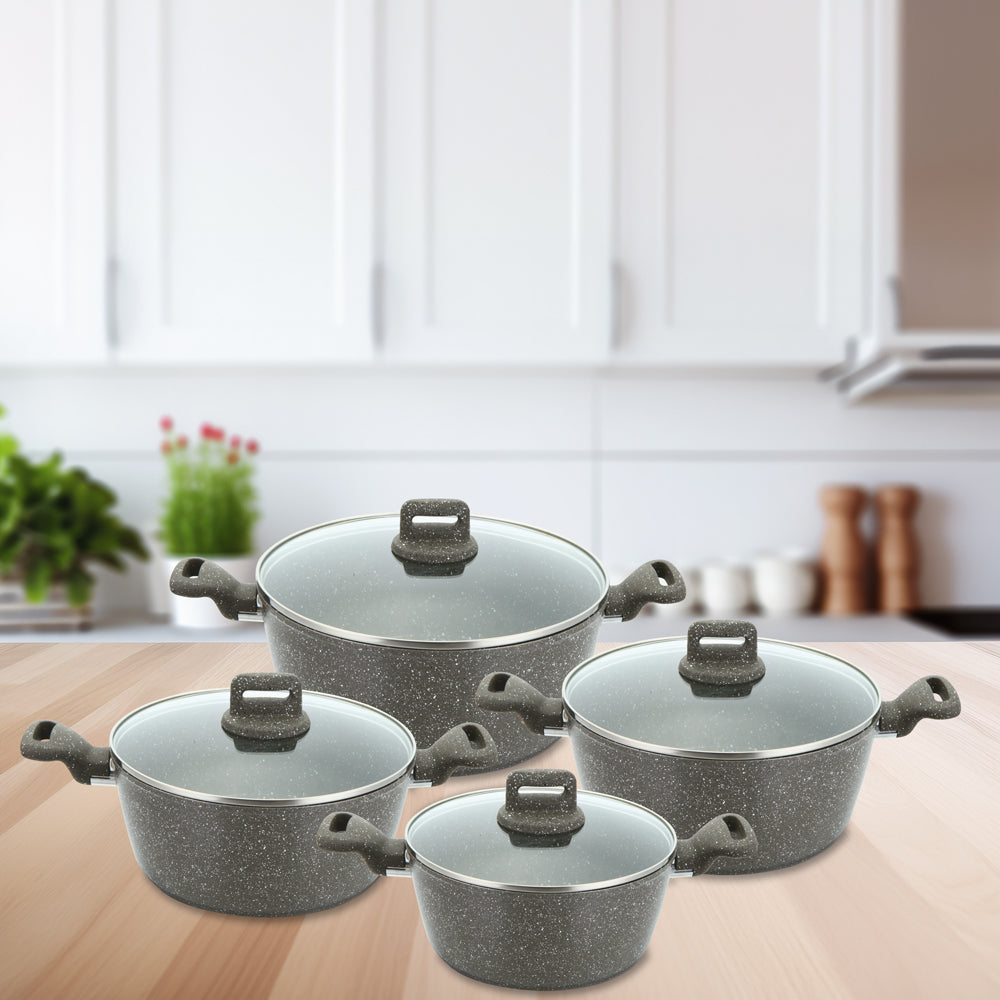 SQ Professional Zoya Forged Stockpot Set of 4 Marbled Grey 11718