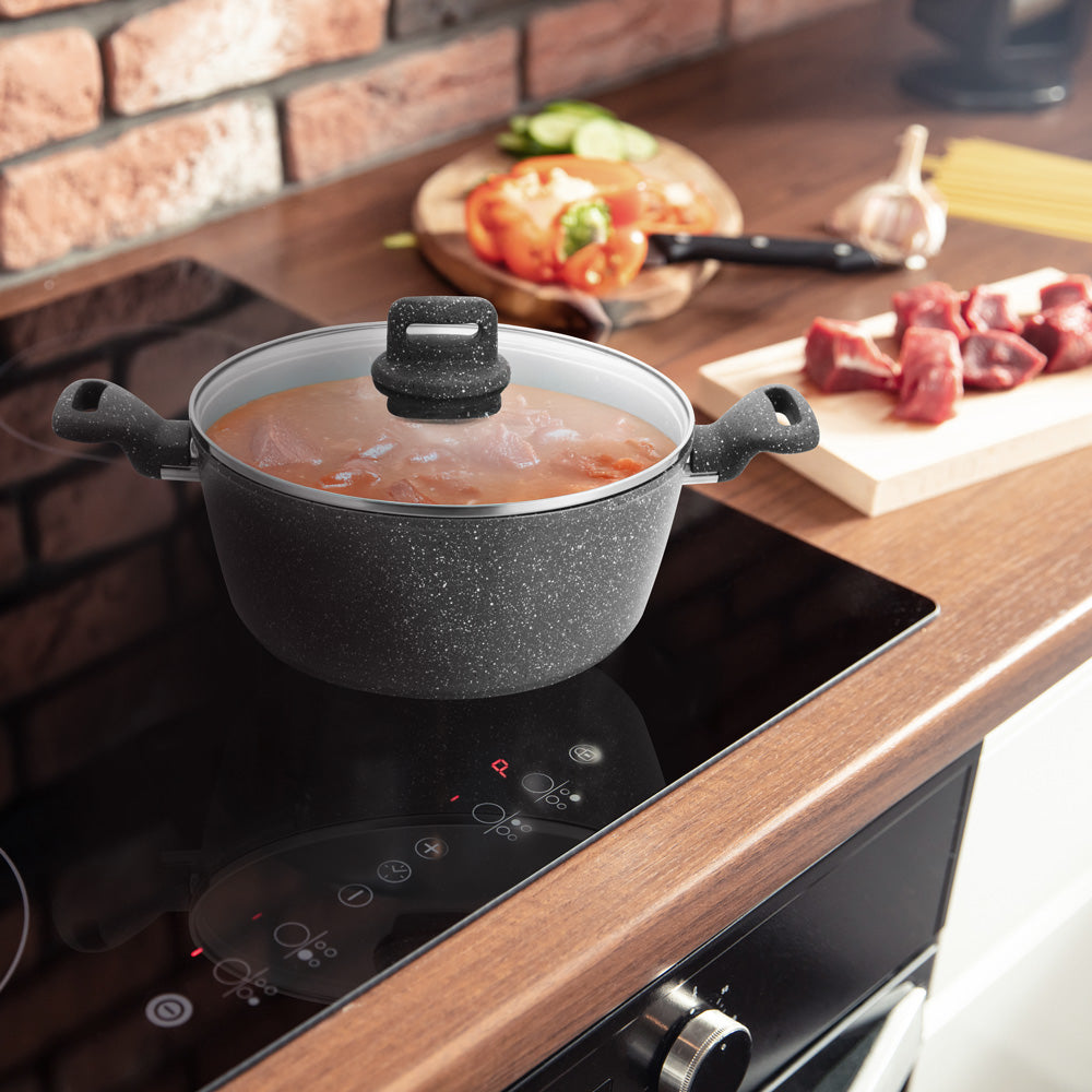 SQ Professional Zoya Forged Stockpot Set of 4 Marbled Grey 11718