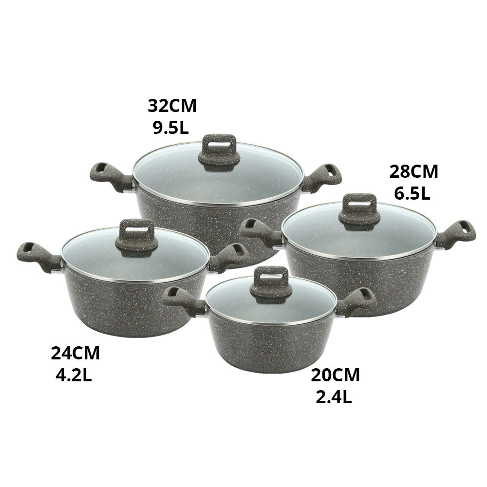 SQ Professional Zoya Forged Stockpot Set of 4 Marbled Grey 11718
