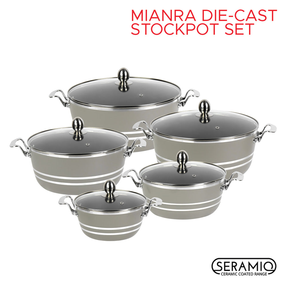 SQ Professional Seramiq Mianra Diecast Stockpot Set of 5 Moonstone 11725