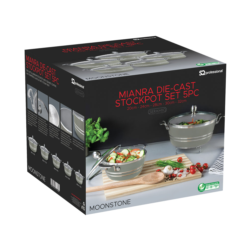 SQ Professional Seramiq Mianra Diecast Stockpot Set of 5 Moonstone 11725