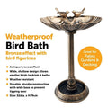 Bronze Effect Bird Bath With Bird Designs 1177