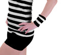 Stripe Wrist Band Black White (12 Pairs)