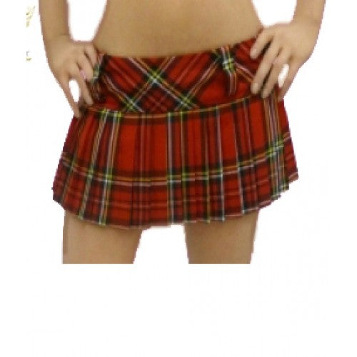 Crazy Chick Adult Full Pleated Red Tartan Skirt (12 Inches)
