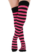 Crazy Chick Black and Pink OTK Stripes Socks