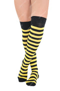 Crazy Chick Black and Yellow OTK Stripe Socks