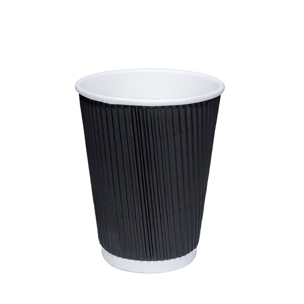 Black Ripple Paper Cups 8oz / 235ml Pack of 25 EC0232