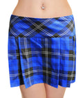 Crazy Chick Adult Box Pleated Royal Blue Tartan Skirt (14 Inches)