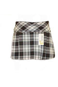 Crazy Chick Adult Box Pleated Black Grey White Tartan Skirt (14 Inches)