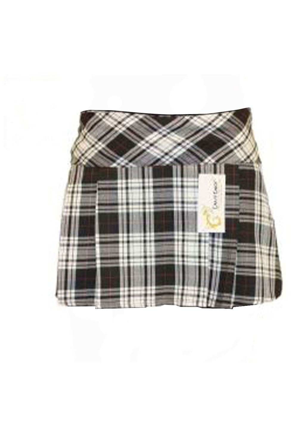 Crazy Chick Adult Box Pleated Black Grey White Tartan Skirt (14 Inches)