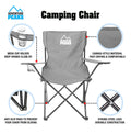 Foldable Outdoor Garden Camping Chair with Carry Bag 50 x 50 x 80 cm Grey 1433