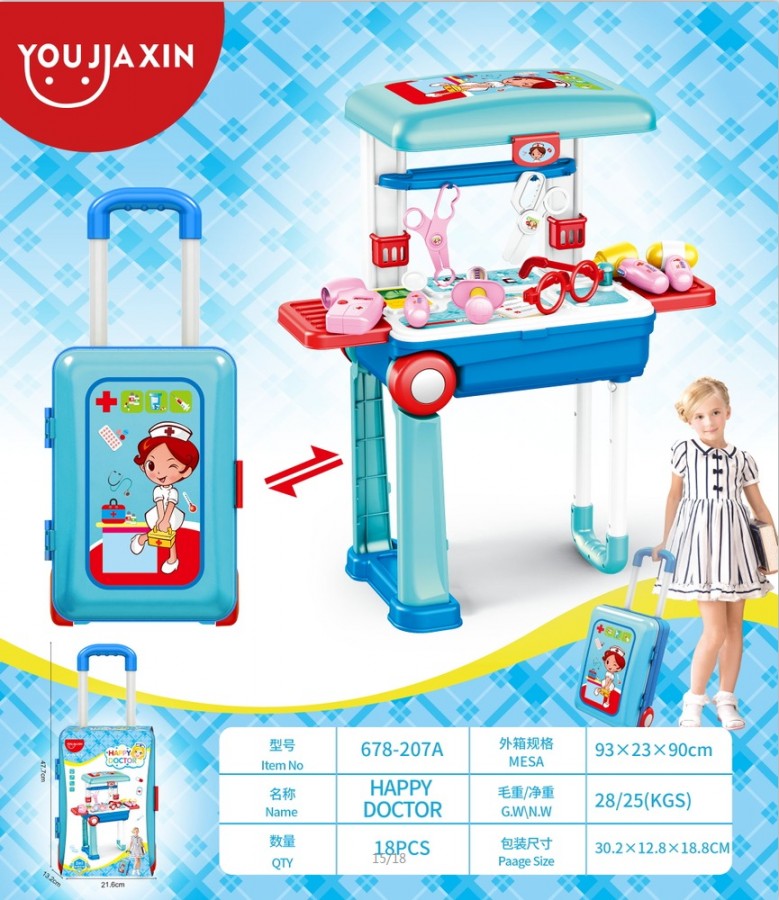 678-207A 2-in-1 Suitcase Design Doctor & Craftsman Pretend Play Set – Educational Toy