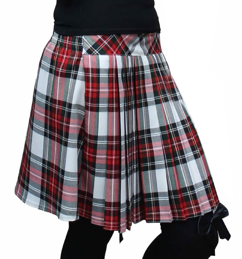 Crazy Chick Adult Pleated Front Dark Green Red White Tartan Skirt (16 Inches)