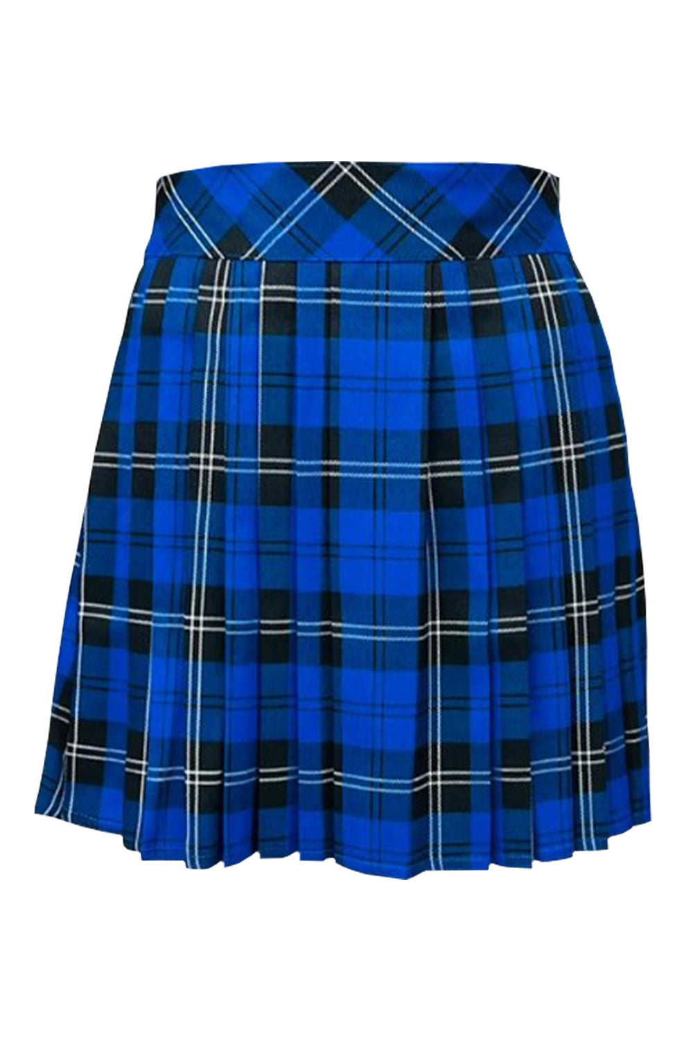 Crazy Chick Adult Pleated Front Royal Blue Tartan Skirt (16 Inches)