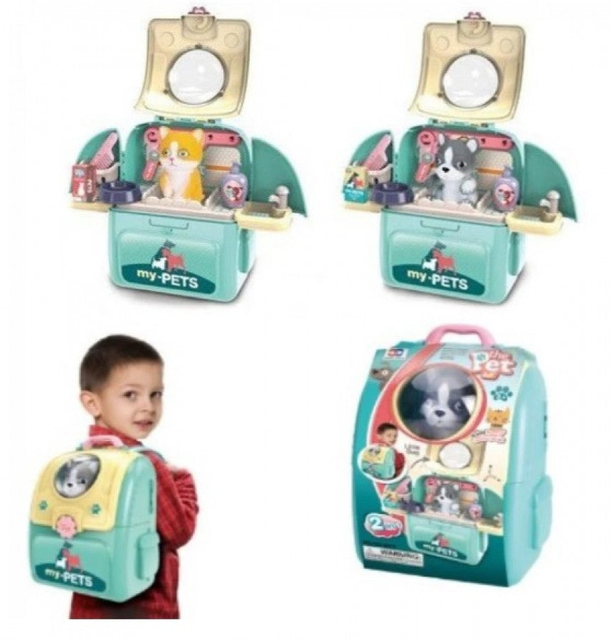 008-967A My Pets Blue Dog And Cat Backpack