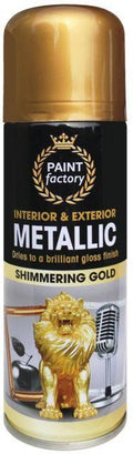Paint Factory Interior Exterior Metallic Shimmering Gold Spray Paint 200ml 7136