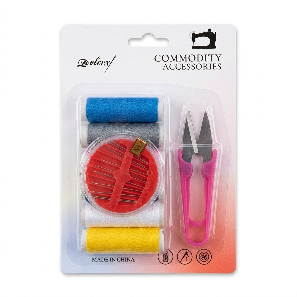 Sewing Kit Pack of 8 – Needles, Thread Snips & 6 Assorted Colour Threads, SKU 7098