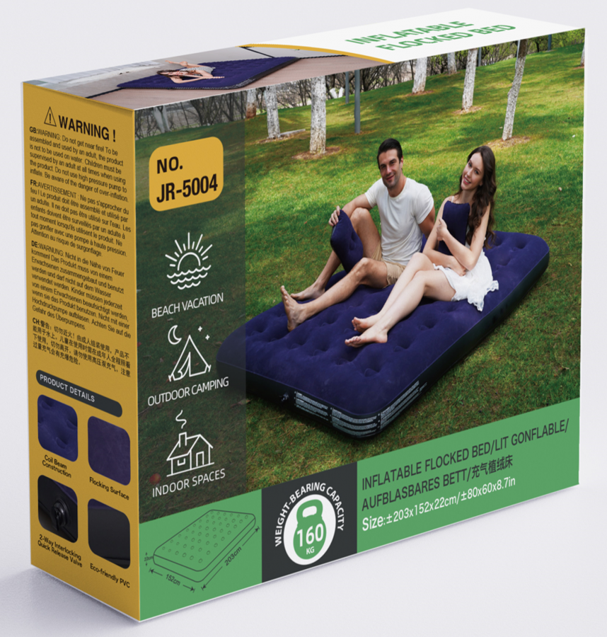 0606-3102 inflatable flocked bed 203x152x22cm