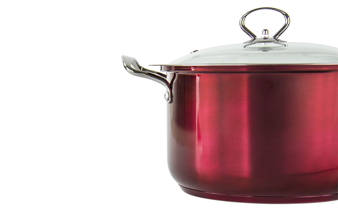 SQ Professional Gems Metallic Stockpot Set of 3 Ruby 26-28-30cm 9576
