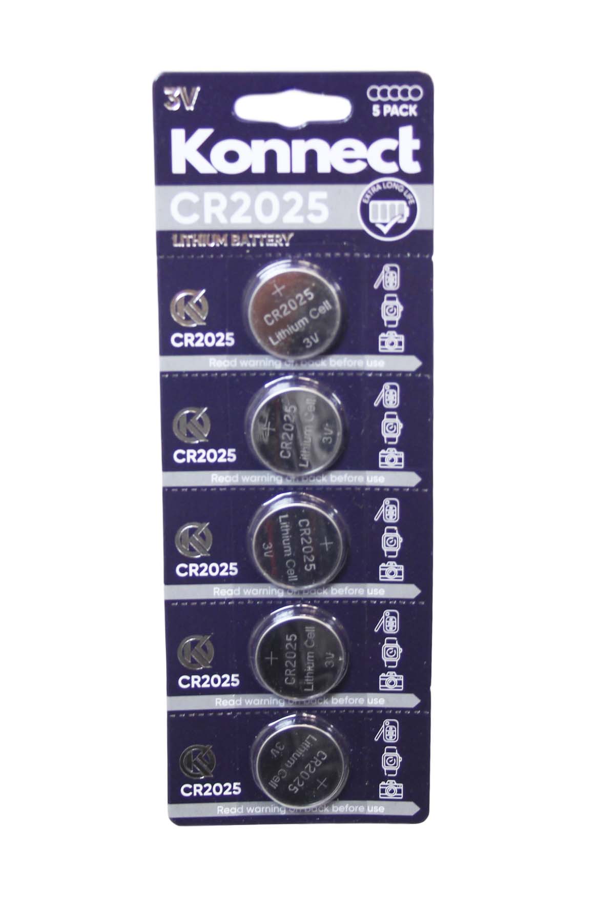Konnect 3V Lithium Battery Long Life Remote Watch Camera Battery x 5 CR2025