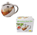 Stainless Steel and Glass Teapot with Mesh Strainer Filter 1100ml 2349