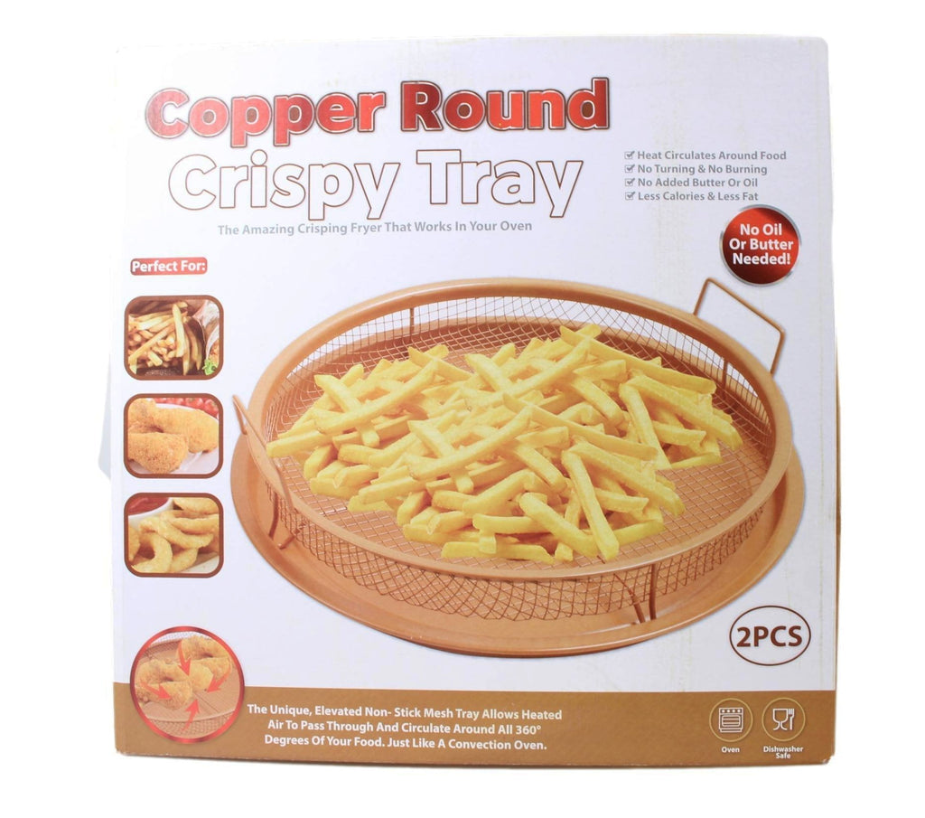 Round Copper Crispy Oven Tray Set of 2 30 x 5 cm 6621