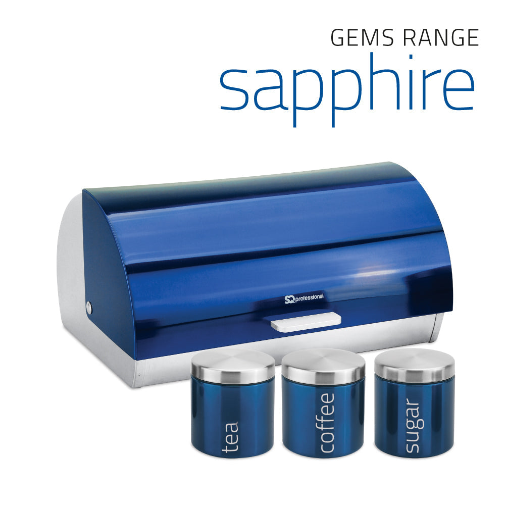 SQ Professional Gems Metal Bread Bin with 3 Canisters Sapphire 2578
