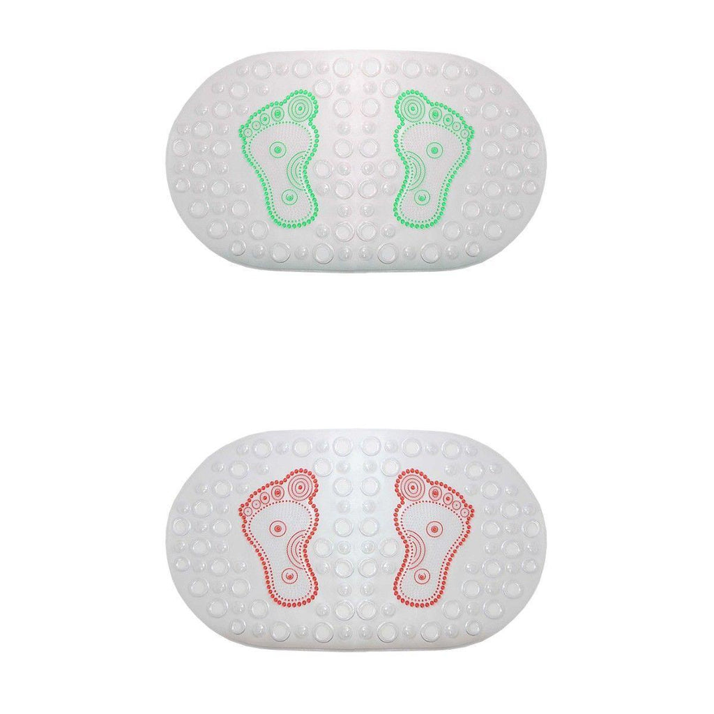 Transparent Oval Anti-Slip Bathroom Shower Bath Mat with Feet Design 64 x 35 cm Assorted Colours 7534