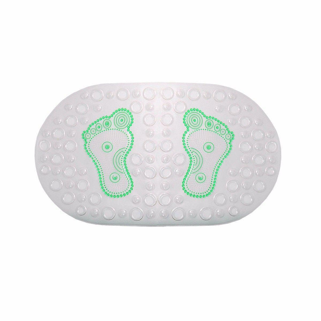 Transparent Oval Anti-Slip Bathroom Shower Bath Mat with Feet Design 64 x 35 cm Assorted Colours 7534