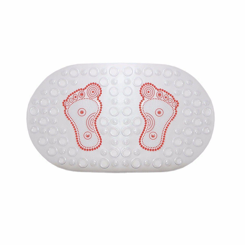 Transparent Oval Anti-Slip Bathroom Shower Bath Mat with Feet Design 64 x 35 cm Assorted Colours 7534
