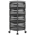 Metal Mesh 4 Tier Multipurpose Organiser Rack with Wheels 31 x 30.5 x 72.5 cm Grey SKU DL1002