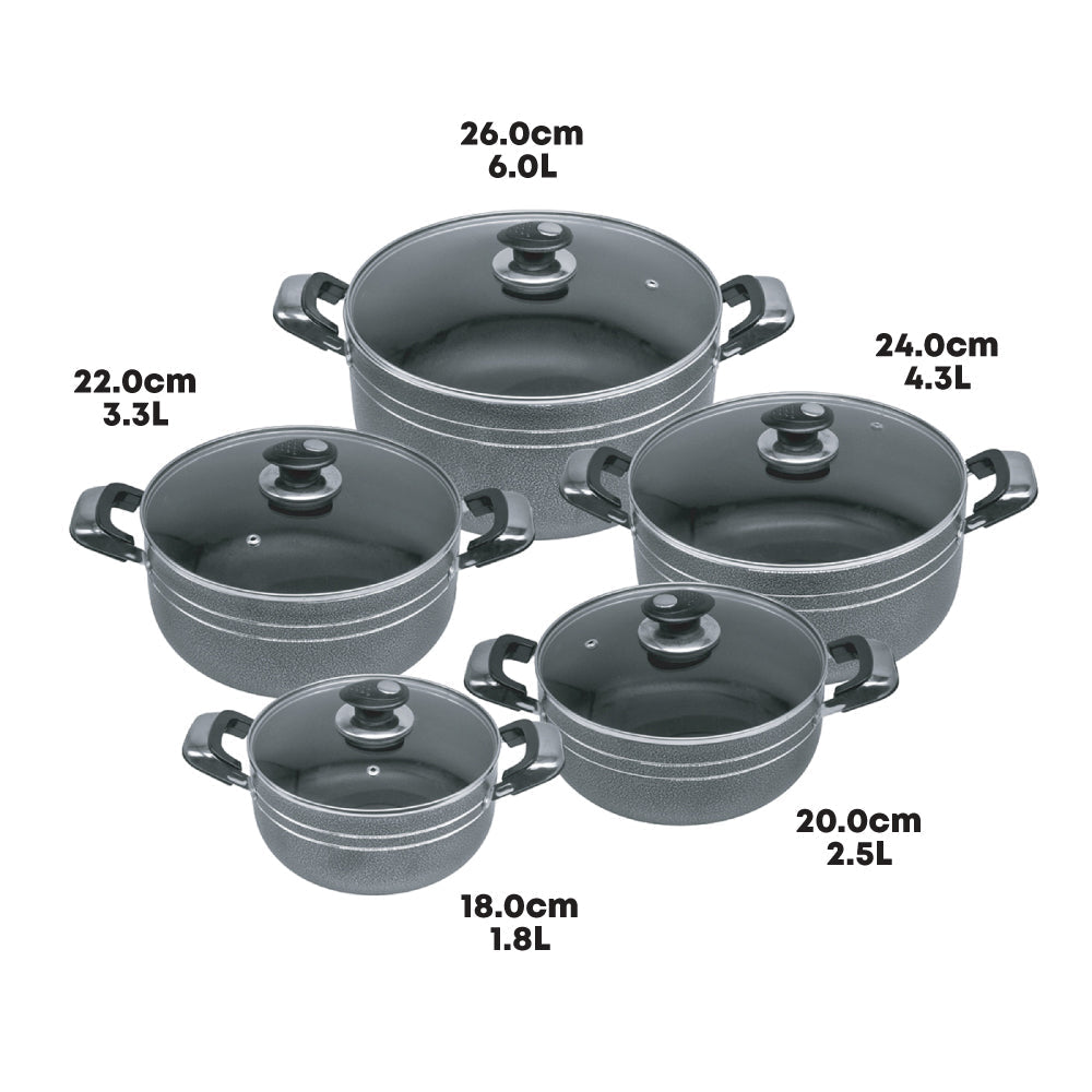 Una Non-stick Athena Stockpot Set of 5 18-20-22-24-26cm 2733