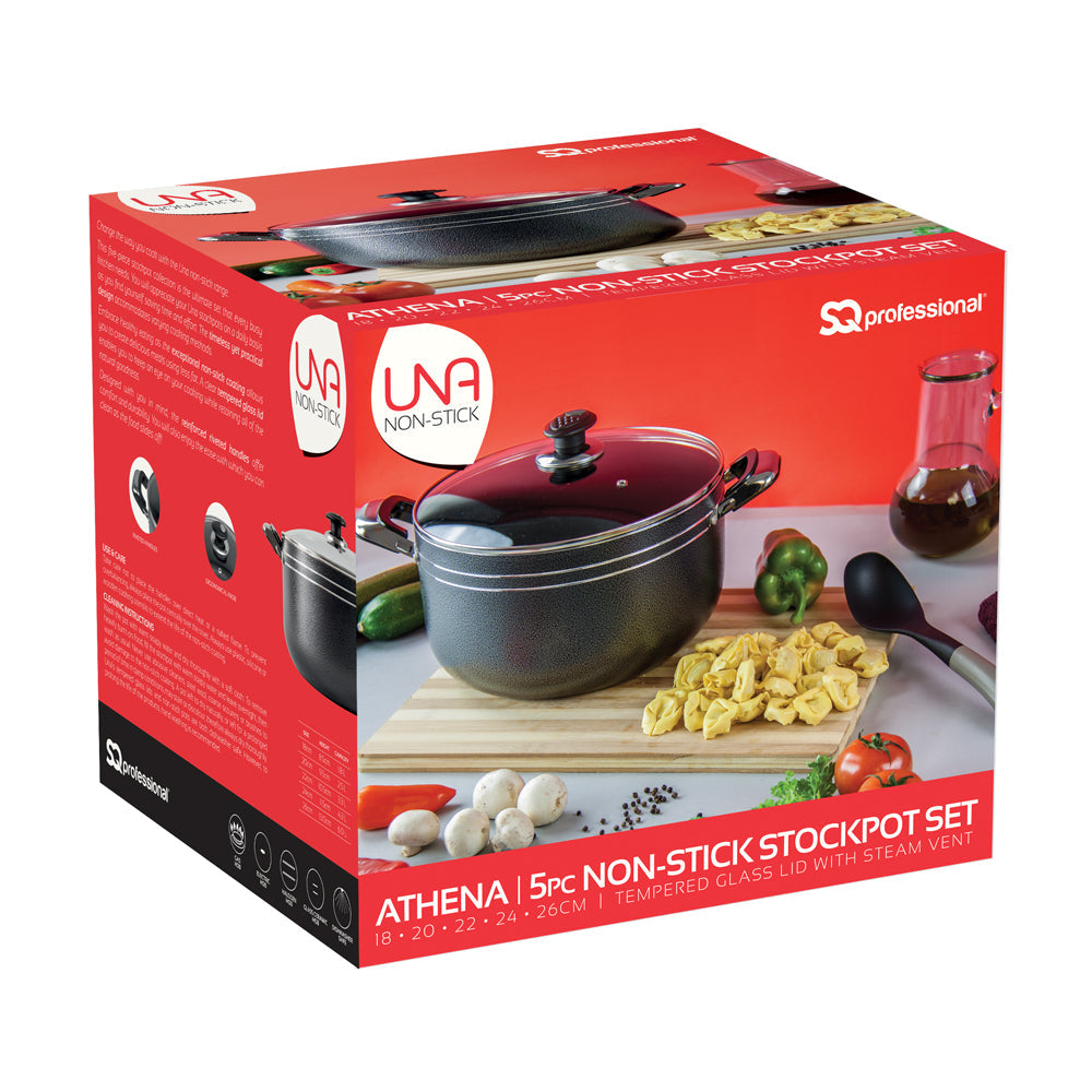 Una Non-stick Athena Stockpot Set of 5 18-20-22-24-26cm 2733