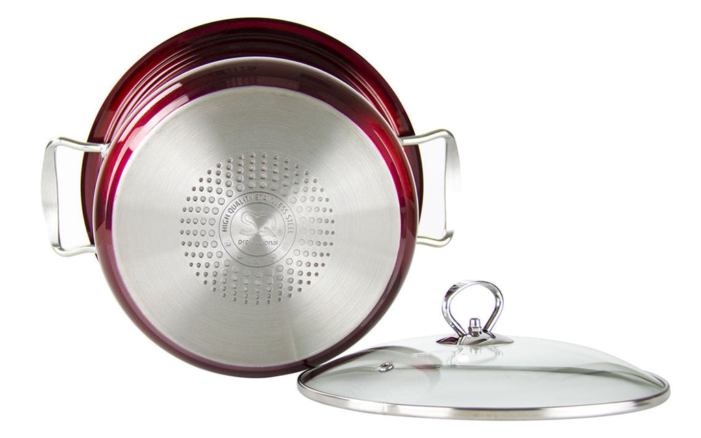 SQ Professional Gems Metallic Stockpot Set of 3 Ruby 26-28-30cm 9576